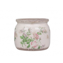 Pot de fleurs motifs rose Chic Antique