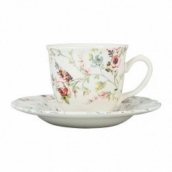Tasses à thé avec soucoupe Fleurs des Champs Comptoir de Famille par 6