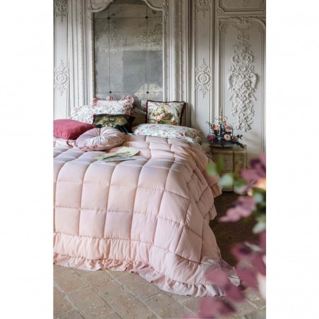 Couvre-lit avec double volant  Diamente rose Blanc Mariclo'