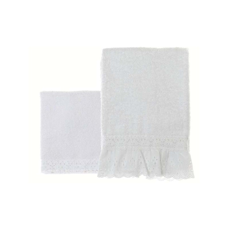 Set de 2 serviettes blanches Rosalia Blanc Mariclo'